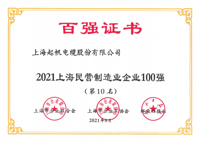 上海民营制造业企业百强